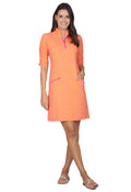 Sally Print Ruched Elbow Length Sleeve Dress - 40655